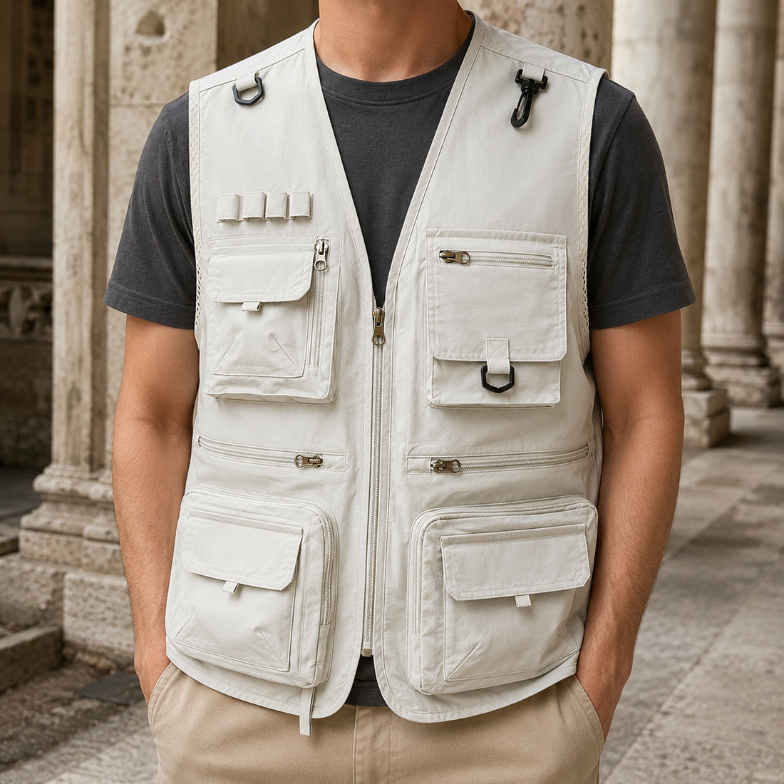 Corwin Utility Vest - D Type Off-white