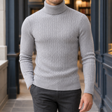Dorian Cable Turtleneck - Light Gray