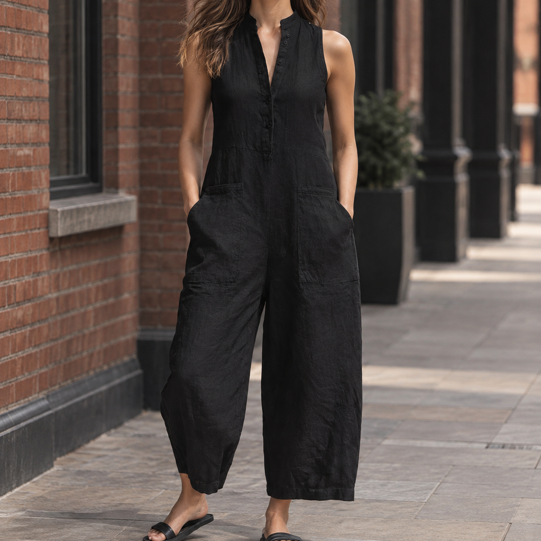 Melisande Barrel Leg Jumpsuit - Black