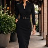 Serena-Hope Tailored Midi Dress - Black