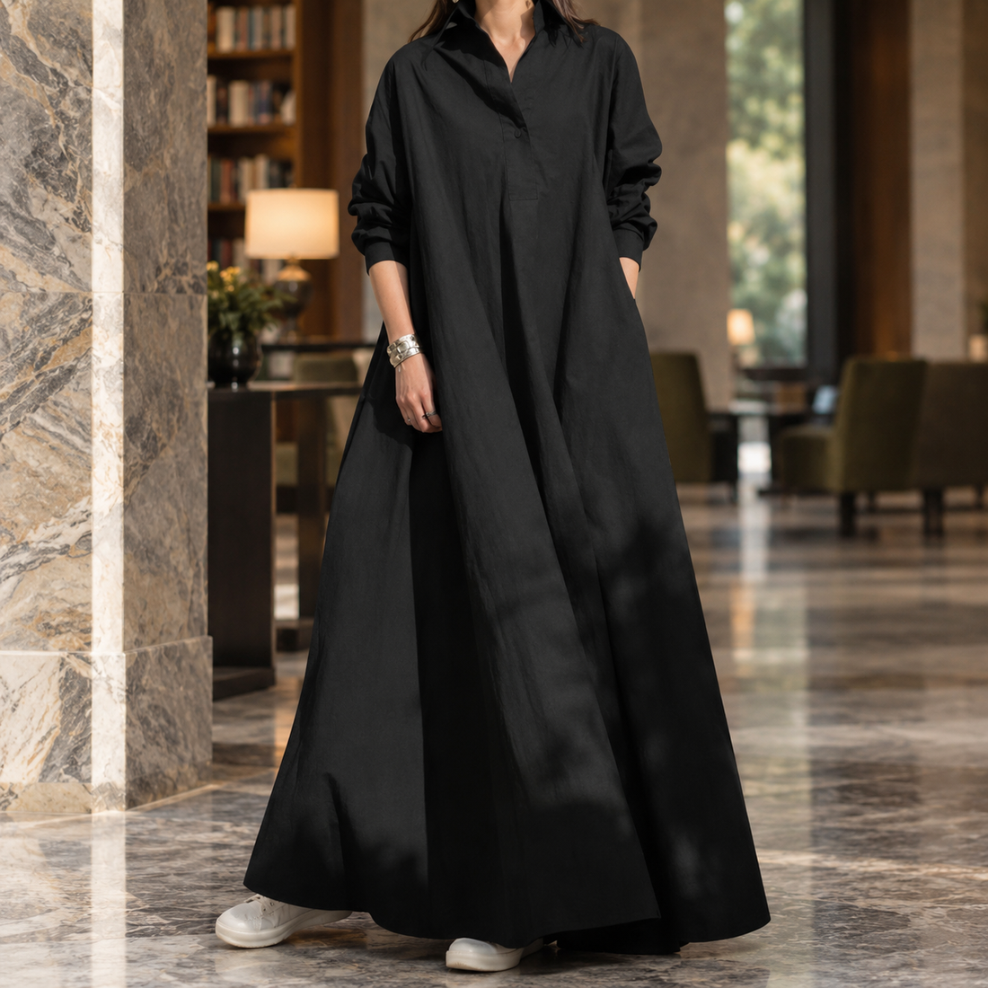 Abigail A-Line Maxi Dress - Black