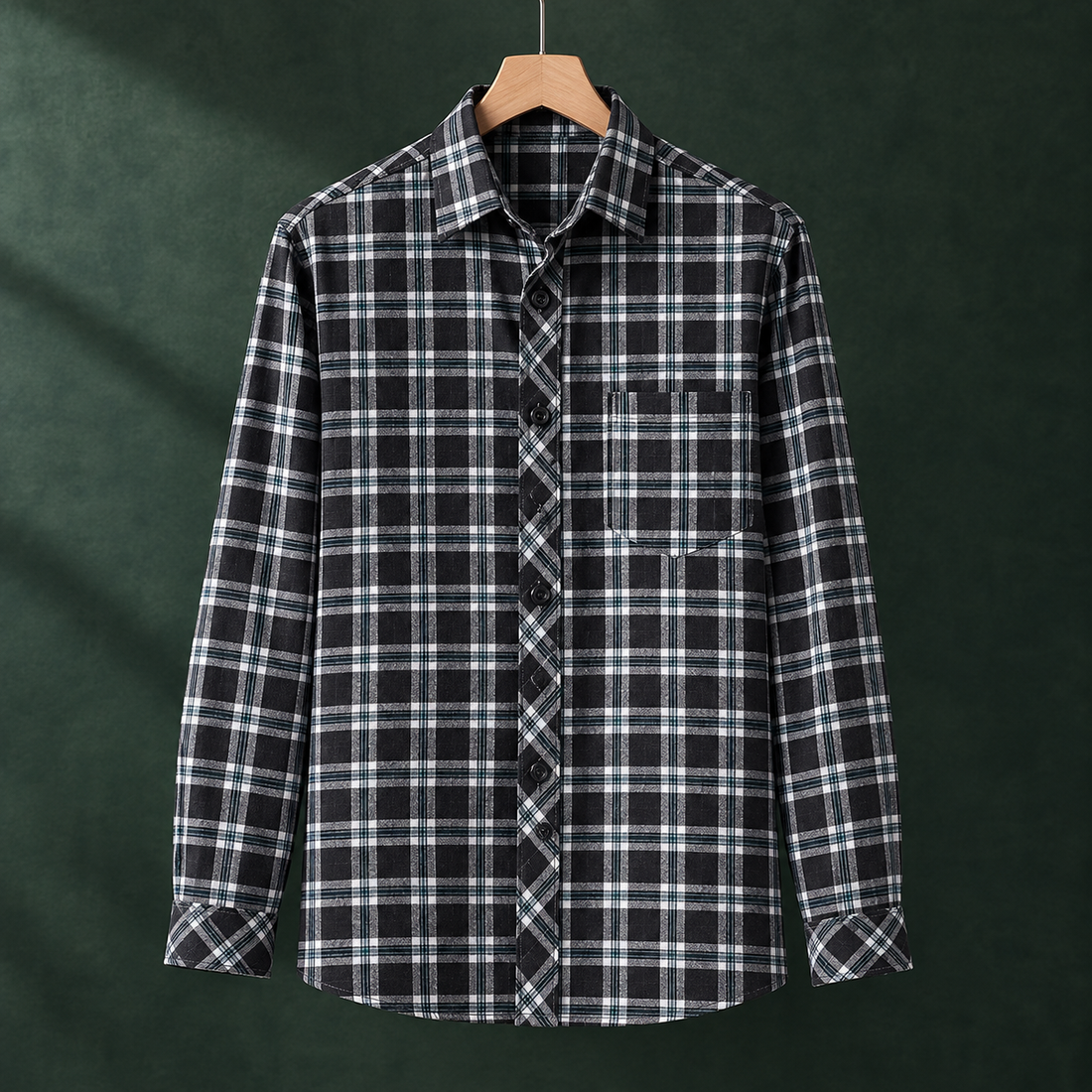 Oliver Square Collar Shirt - Black Check