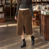 Hildegarde Flared Skirt - Brown Color
