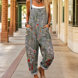 Edith-Pearl Floral Jumpsuit - Gray Floral