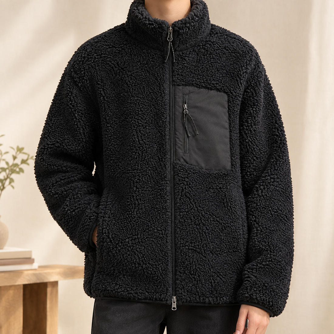 Knox Textured Zip Jacket - Navy Blue