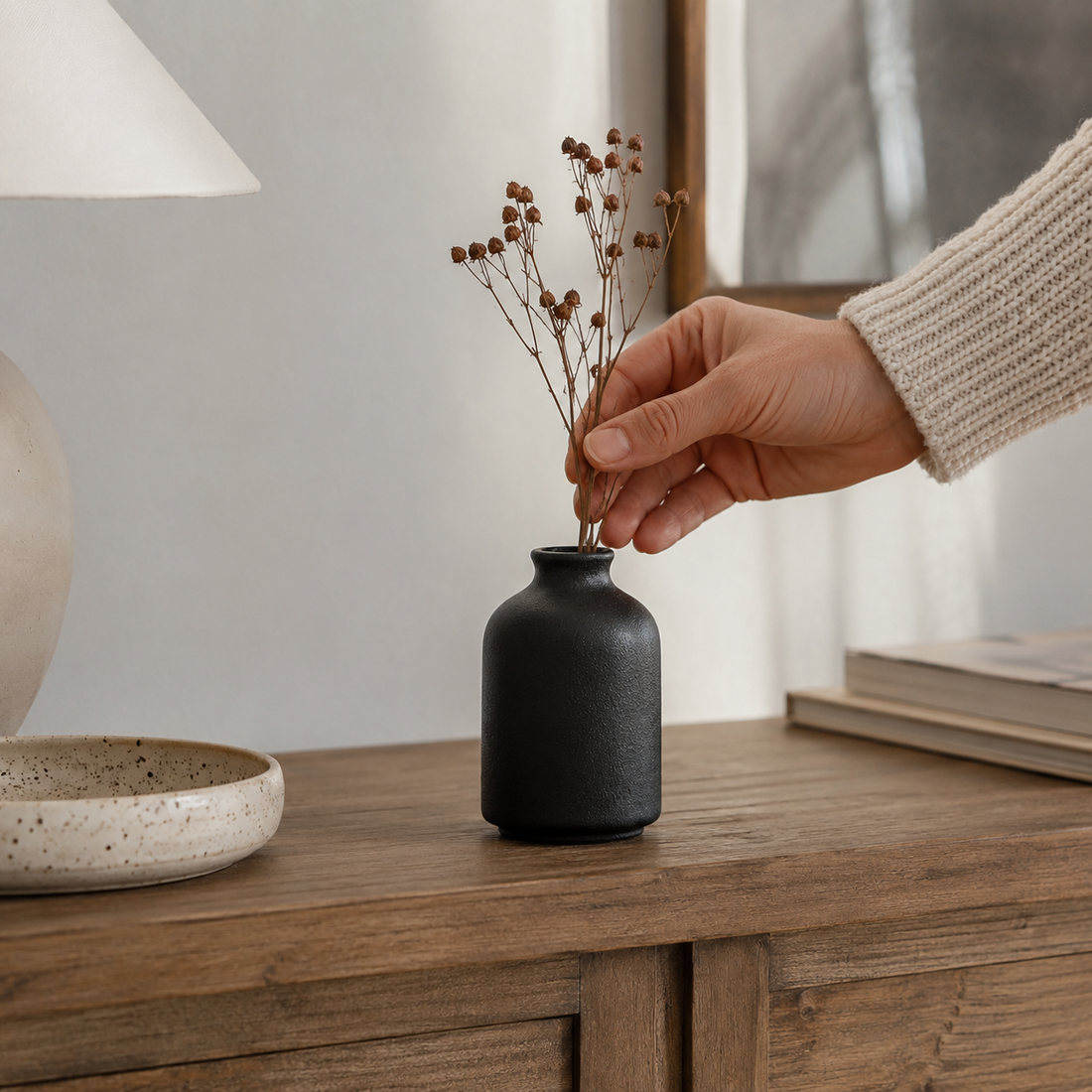 Redbrook Textured Bud Vase - Styled Room Scene