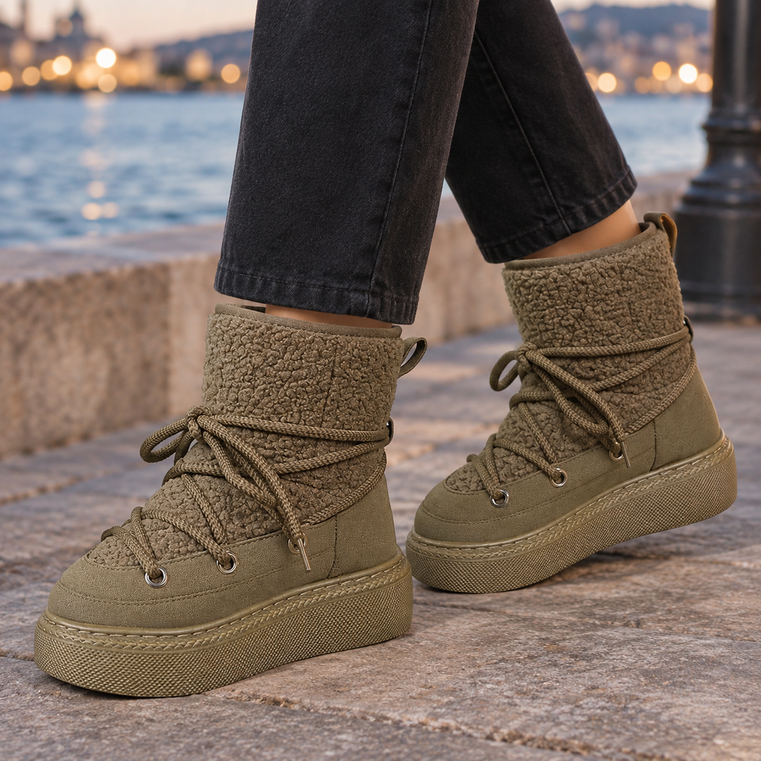 Badoer-Garda Platform Snow Boots - Green