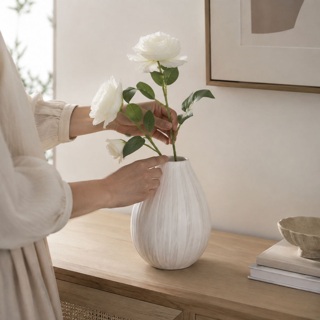 Anton Blooming Lisianthus Stem - Styled Room Scene