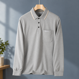 Florian Cotton Polo - Lapel Light Gray