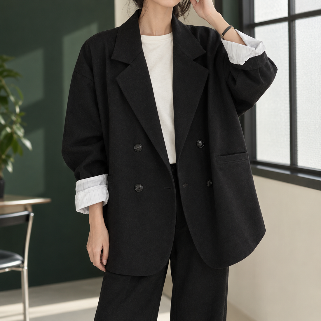 Berenice-Elise Oversized Blazer - Black