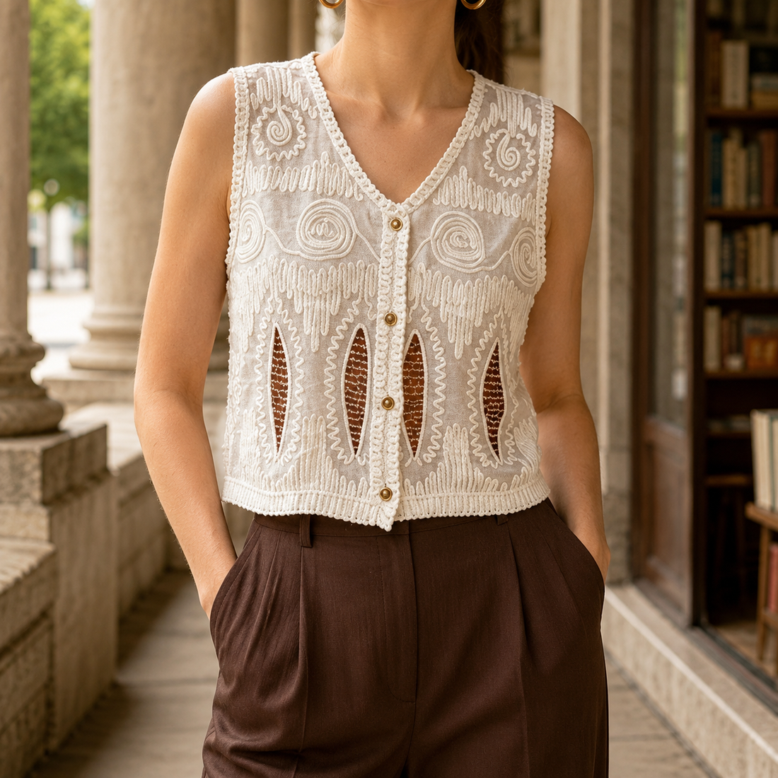 Arwen Crochet Vest - White