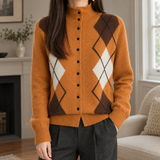 Leocadia-Jane Mock Neck Cardigan - Pumpkin Orange