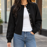 Pomeline-Eve Round Neck Cardigan - Black