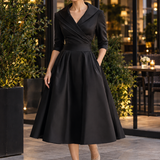 Estelle-Mae Wrap Midi Dress - Black