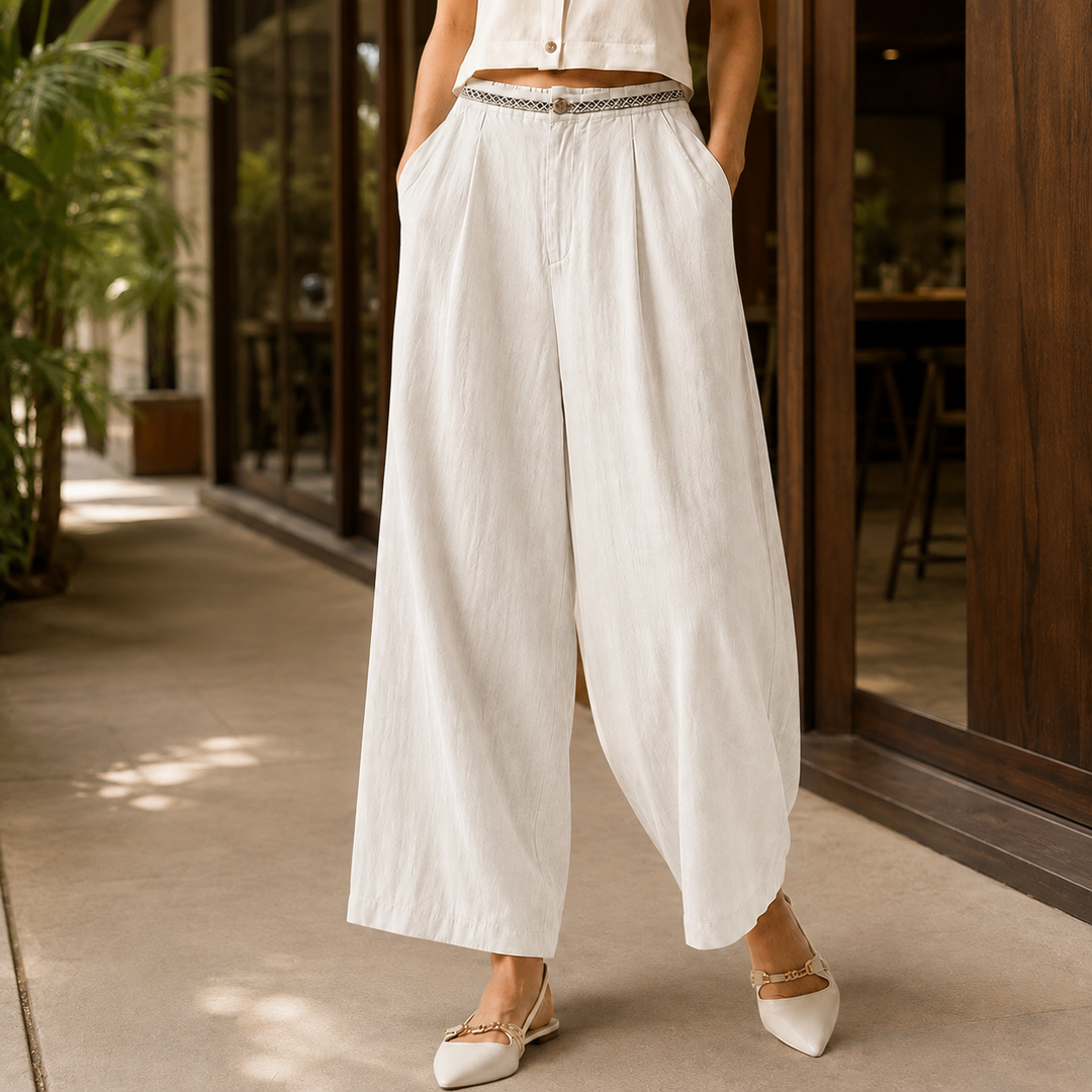 Valeria Wide Leg Pants - Off White