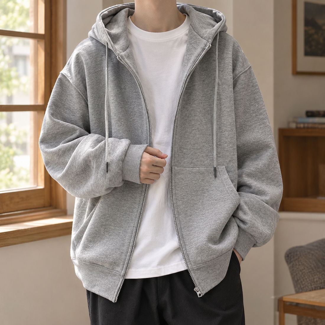 Kasimir Oversized Hoodie - Cardigan Sweatshirt Gray