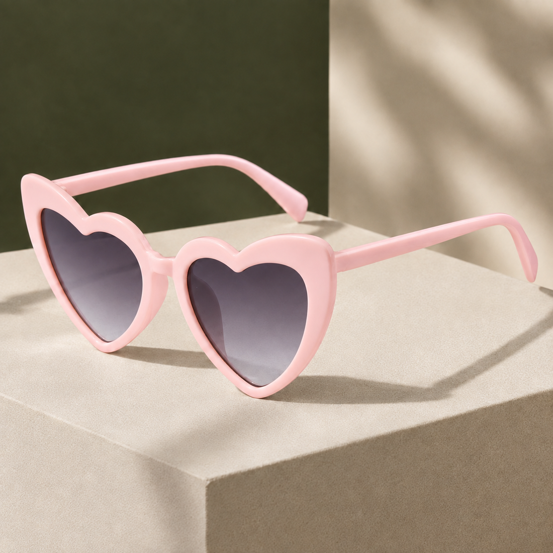 Valentine Heart Sunglasses - Pink Frame (Gray Lens 2)