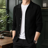Maximilian Textured Cardigan - Black
