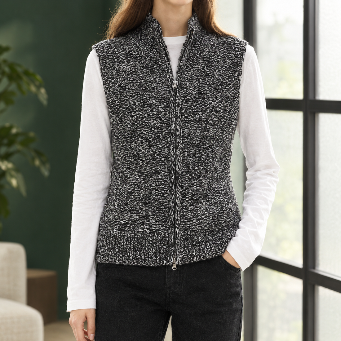Elettra-Belle High Neck Vest - Gray