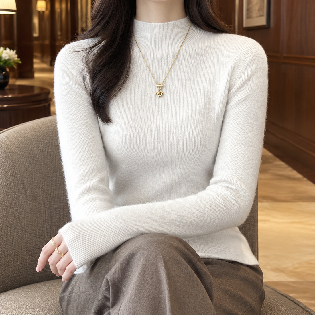 Brigitte-Marie Cashmere Sweater - White