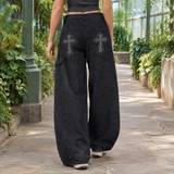 Marisol-Jade Wide Leg Jeans - Black