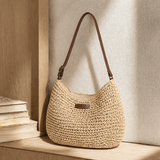 Bari Woven Hobo Bag - Beige