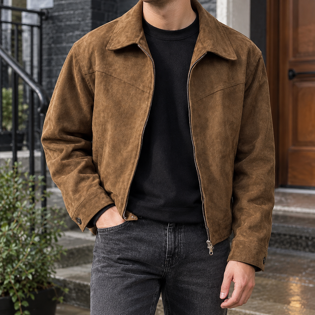 Dario Suede Jacket - Brown