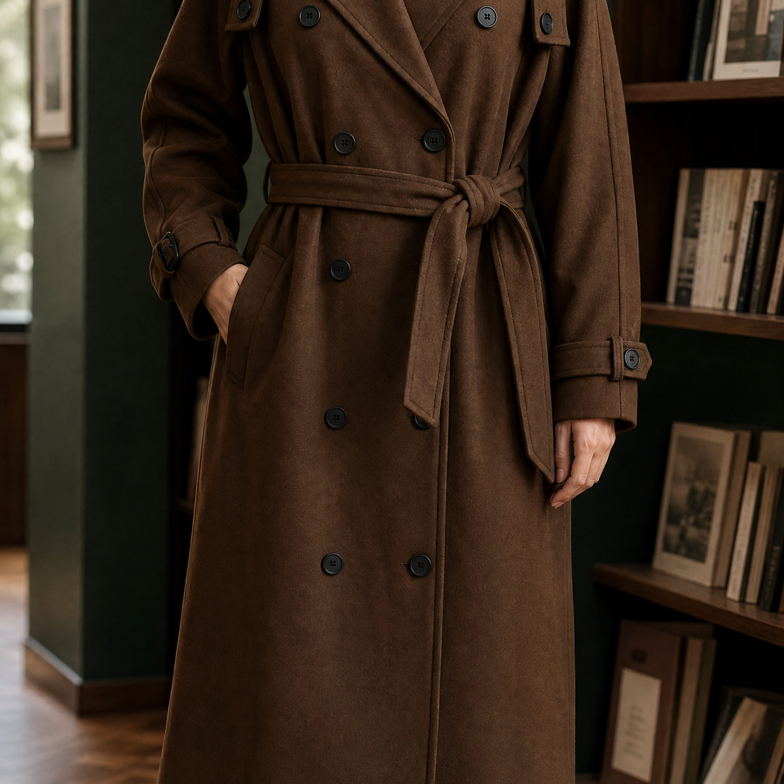 Audrina-June Cashmere Coat - Brown Long