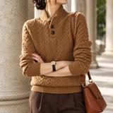 Brigitta-Rae Cable Knit Sweater - Dark Camel