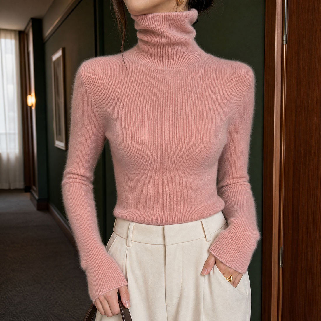 Ophelia-Lane Turtleneck Sweater - Pink