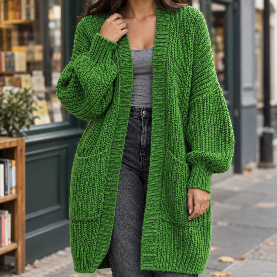 Agnes-Faye Chunky Cardigan - Green