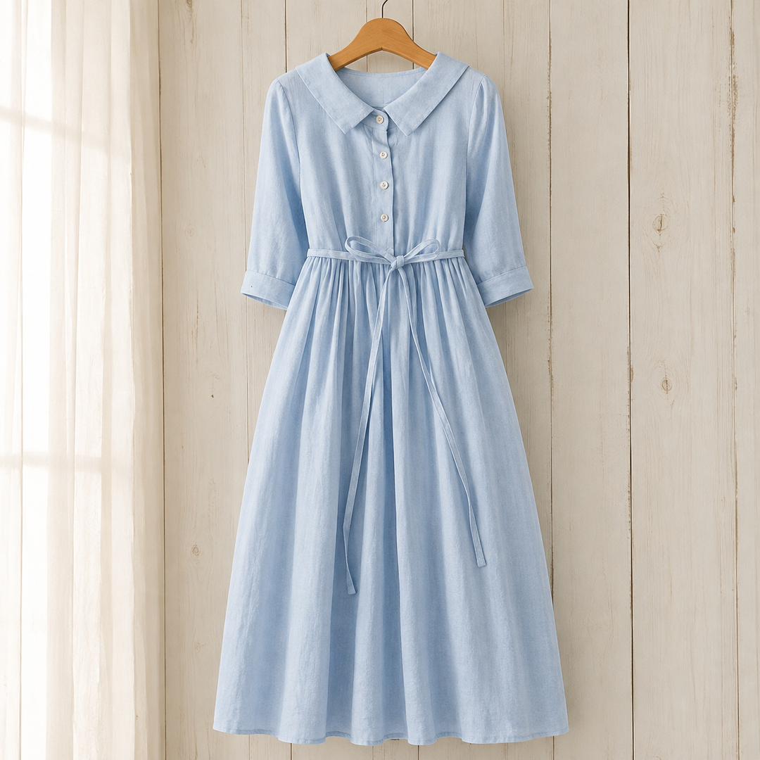 Simone-Grace Tie Waist Dress - Blue