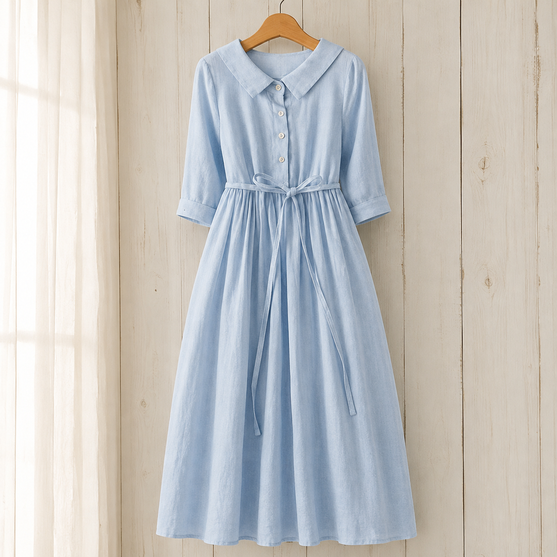 Simone-Grace Tie Waist Dress - Blue