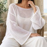 Ilaria-Rae Boat Neck Top - White