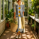 Helena-Sage Patchwork Maxi Dress - Multicolor