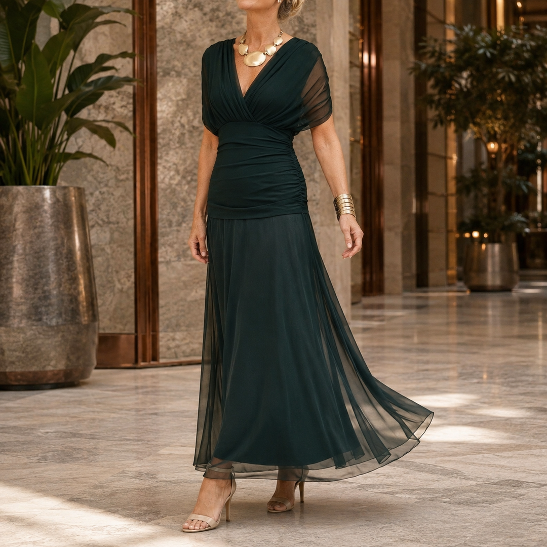 Lydia-Hope Wrap Maxi Dress - Dark Green