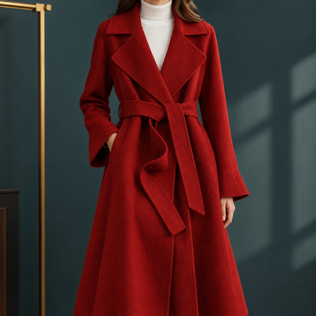 Giulia-Jane Wool Coat - Brick Red