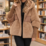Ilaria-Kate Plush Panel Jacket - Light Brown