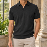 Mason Open Collar Polo - Black