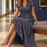 Carina-Jade Ruffled Wrap Dress - Navy Blue