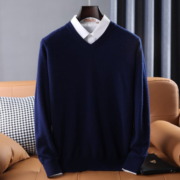 Olympus V-Neck Sweater - Navy