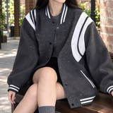 Winona-Louise Embellished Varsity Jacket - Gray