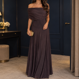 Bianca-Jade Off Shoulder Dress - Coffee Brown