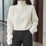 Genevieve-Jane Half-Zip Sweater - White