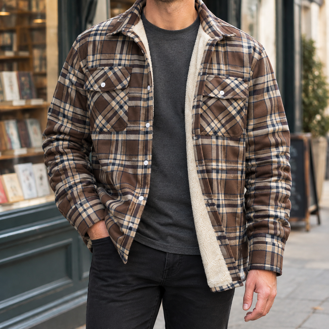 Dario Plaid Lined Jacket - Brown Plaid