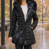 Gemma-Pearl Plush Lined Puffer Jacket - Black