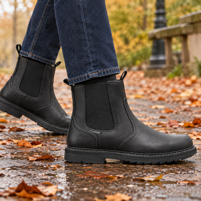 Rinaldi-Vita Brogue Chelsea Boots - Black