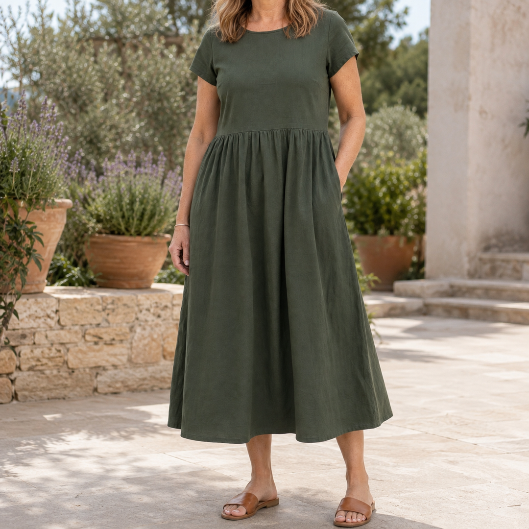 Ilaria Relaxed Midi Dress - Dark Green