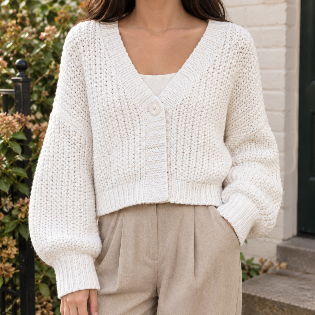 Hildegarde-Mae Chunky Cardigan - White