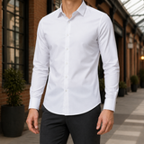 Colm Slim Shirt - Long Sleeve Solid Color Shirt White